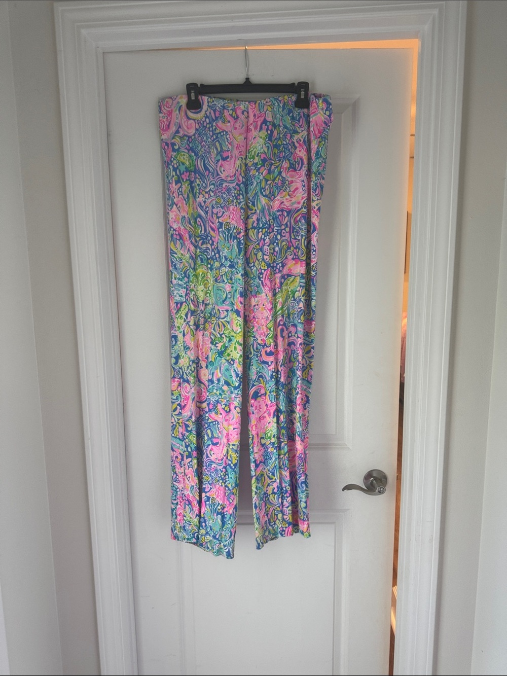 Lilly Pulitzer Vibrant Floral Print Wide-Leg Pants - Pink & Blue